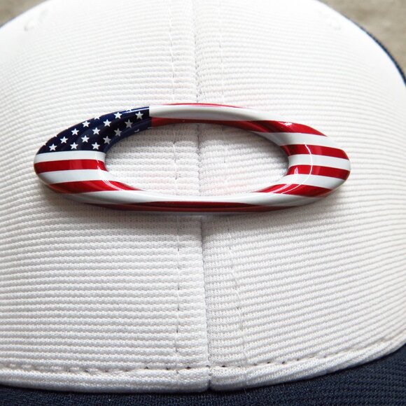 Never Worn Condition American Flag Plastic Logo Navy, White & Red Ball Cap - Picture 3 of 9
